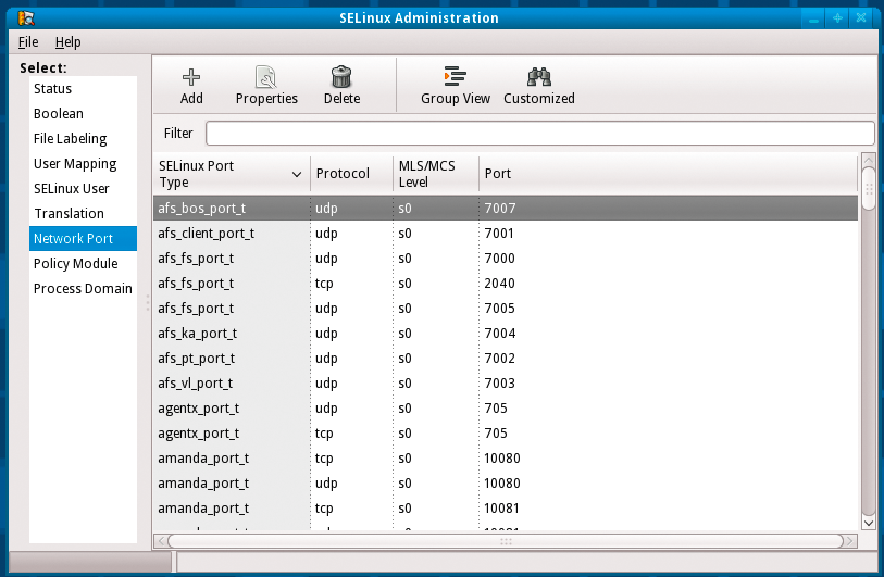 Network Port administration in a GUI. 