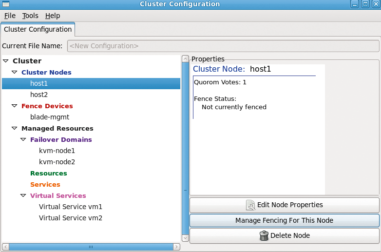 system-config-cluster is a graphical tool for configuring the HA cluster. 