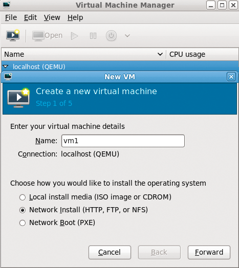 virt-manager is a graphical tool for convenient configuration of virtual systems. 