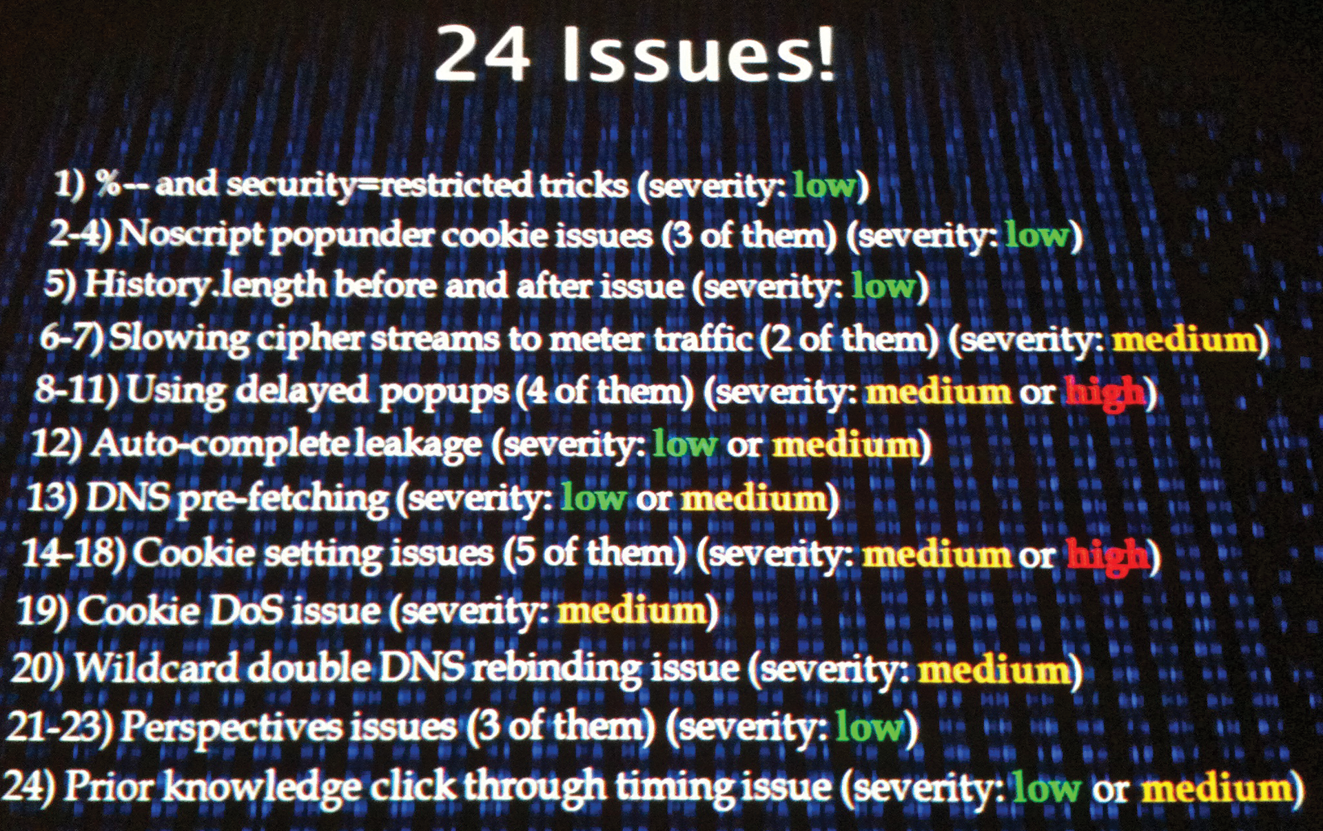 Final HTTPS slide – 24 issues in all. 