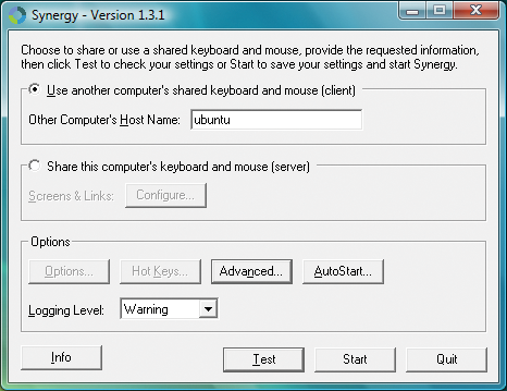 Synergy as a client on Windows Vista. 