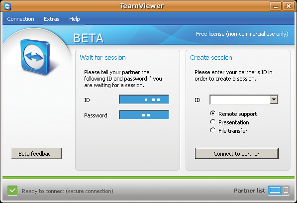 The Teamviewer window at program launch. 