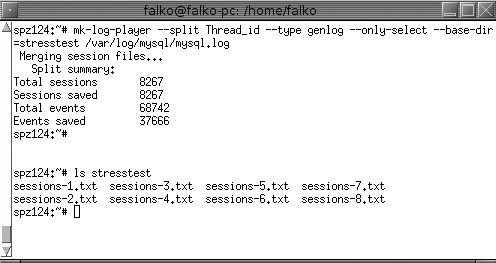 The mk-log-player command extracts queries from logfiles; administrators can then send them in parallel to the database. 