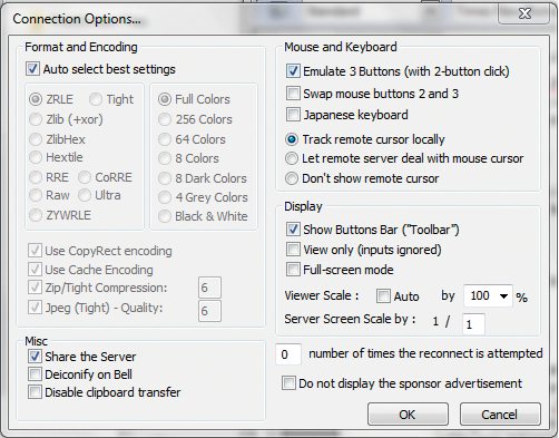 The Windows viewer allows you to access various configuration settings. 