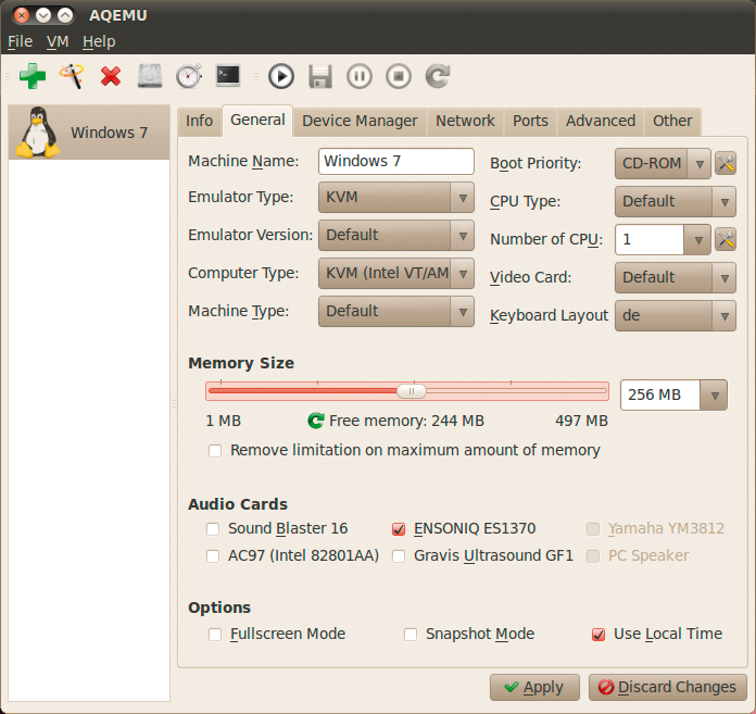 AQemu gives you a fast point-and-click approach to building a virtual machine. 