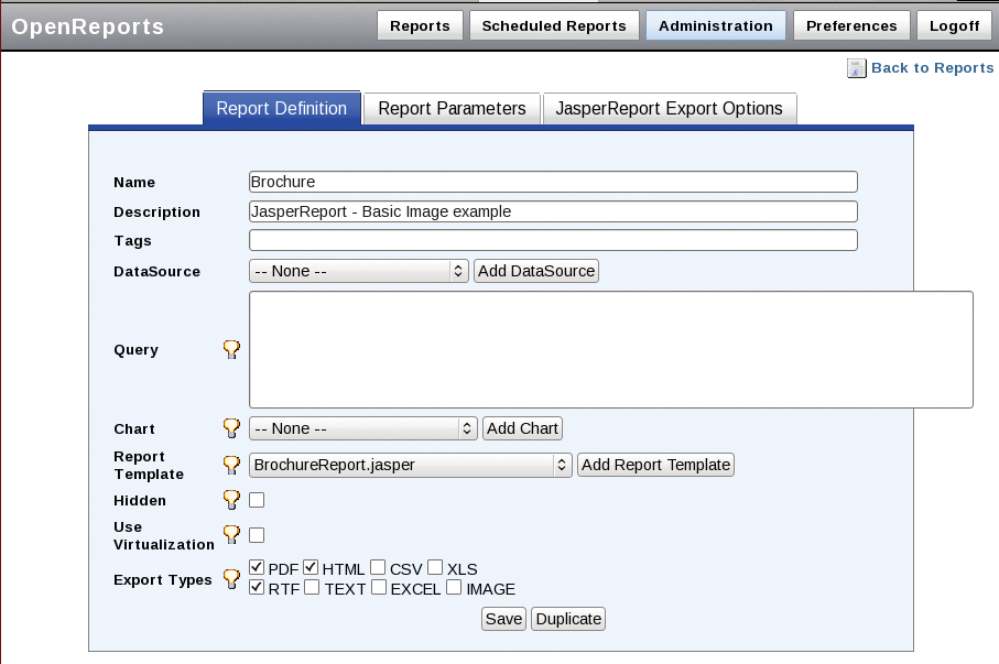 OpenReports is a web-based reporting tool. 