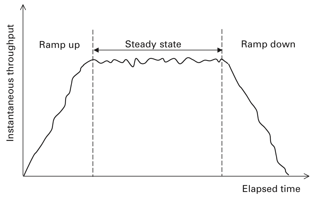 Throughput measurements in steady state. 