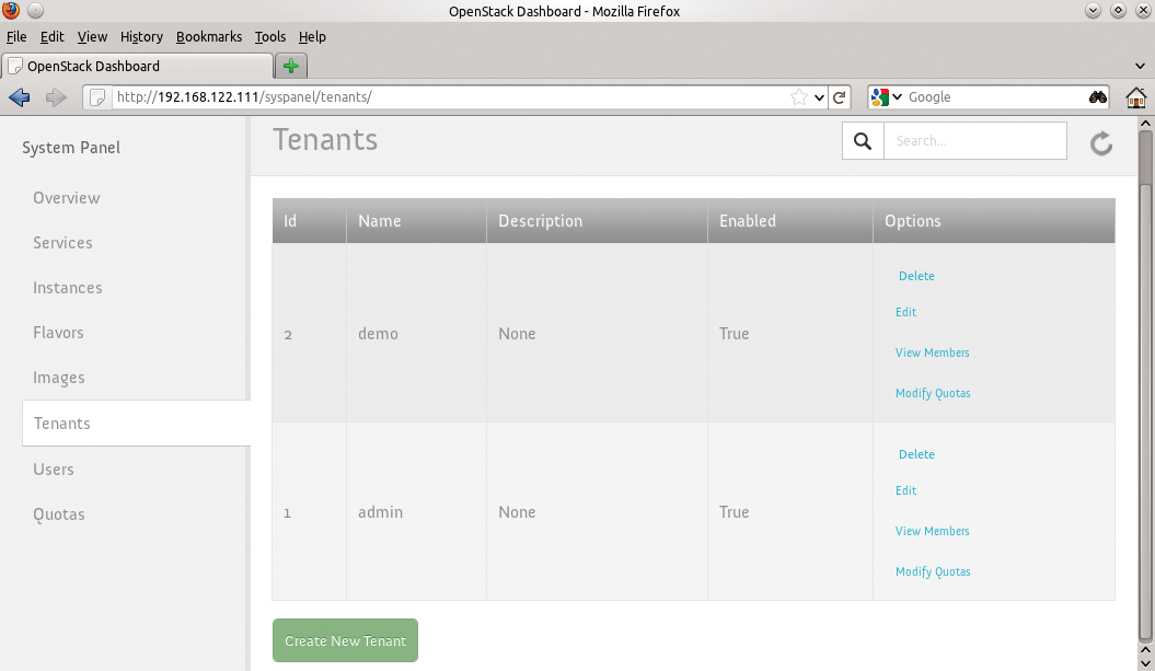 Managing tenants and users in the SUSE Cloud. 