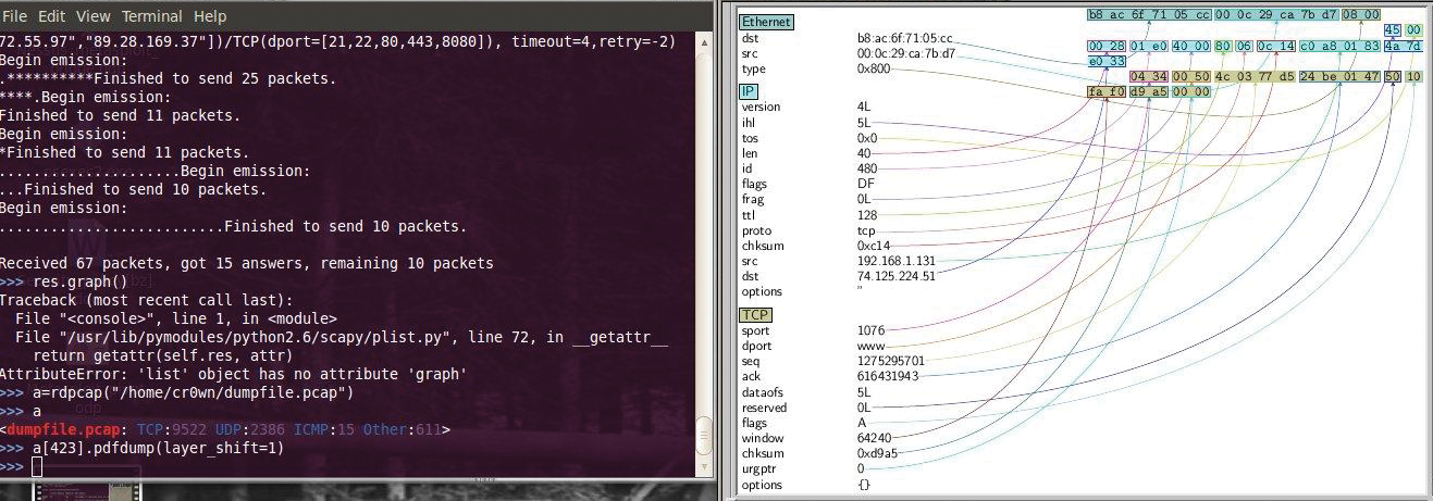 Scapy graphical output. 