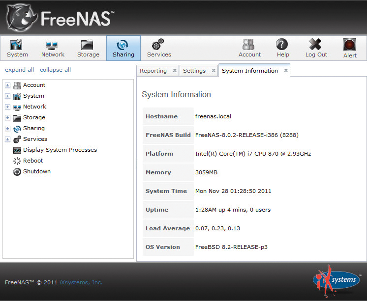 Configuring FreeNAS after the installation. 