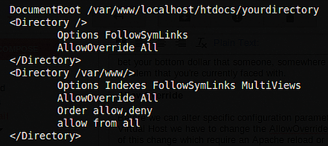 AllowOverride is set to "All" in this example. 