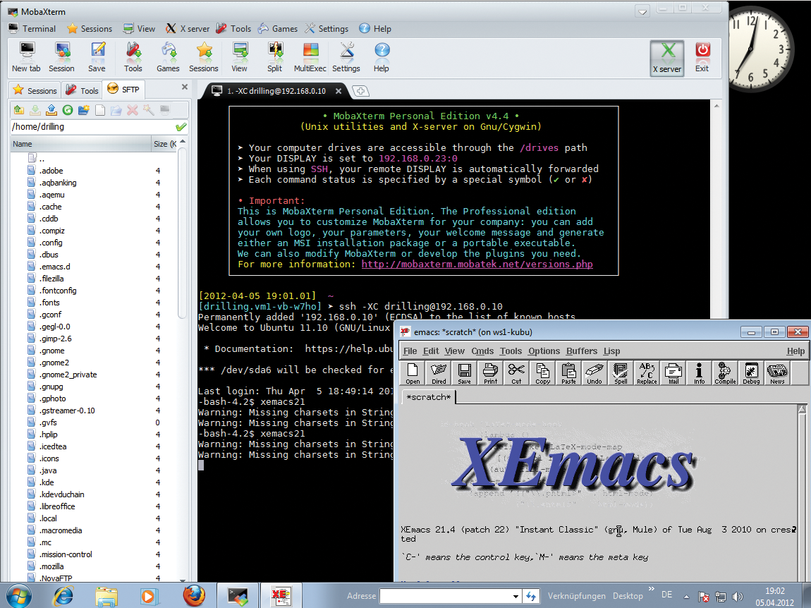 Thanks to XDMCP, MobaXterm also puts X11 programs on the Windows desktop. 