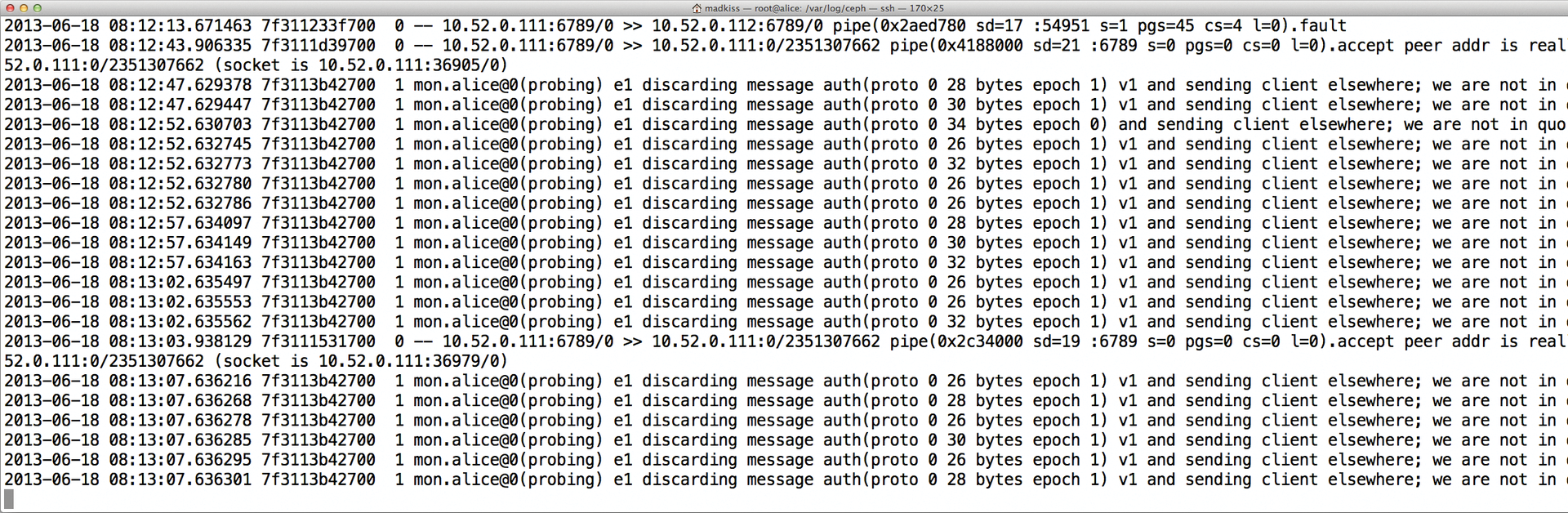 A monitoring server that does not see enough MONs redirects clients that send requests to it. 