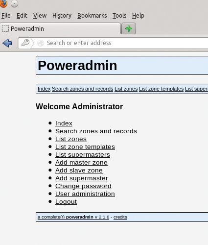 Poweradmin management web GUI. 