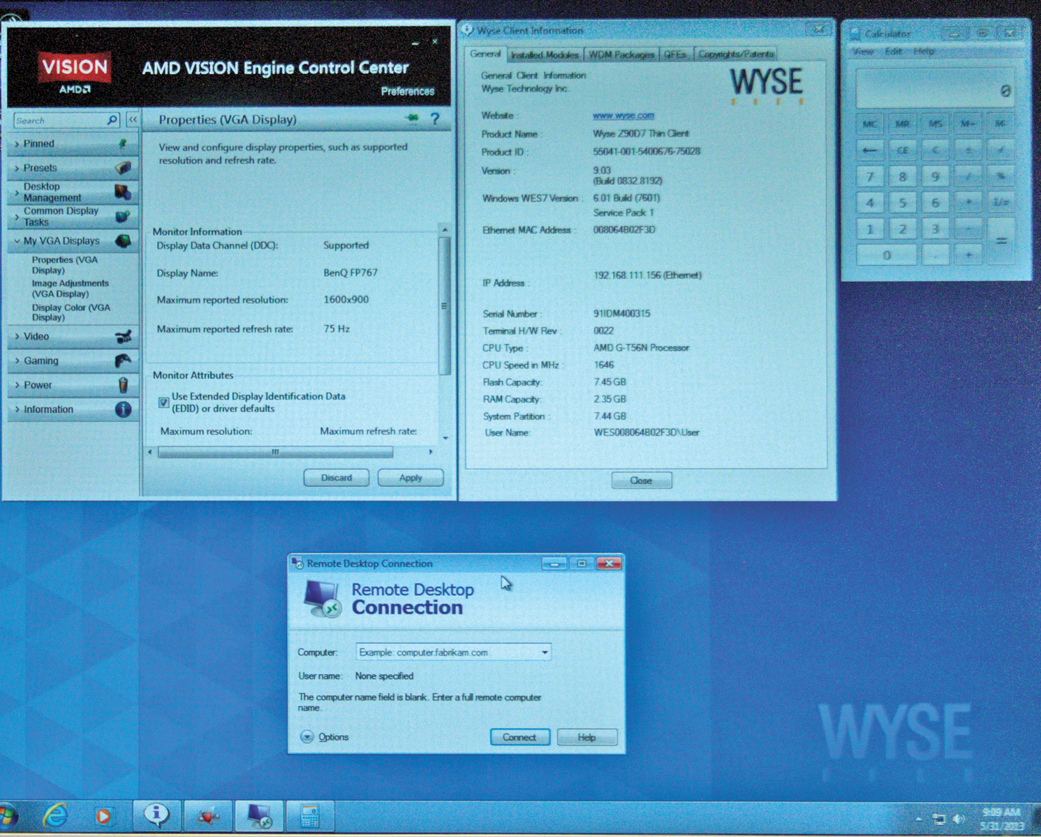 A configuration interface with a Windows look and feel: the Dell Wyse Z90. 