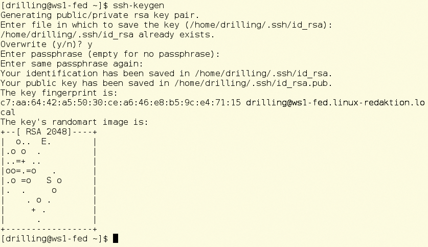 Generating a RSA key pair on Linux. 