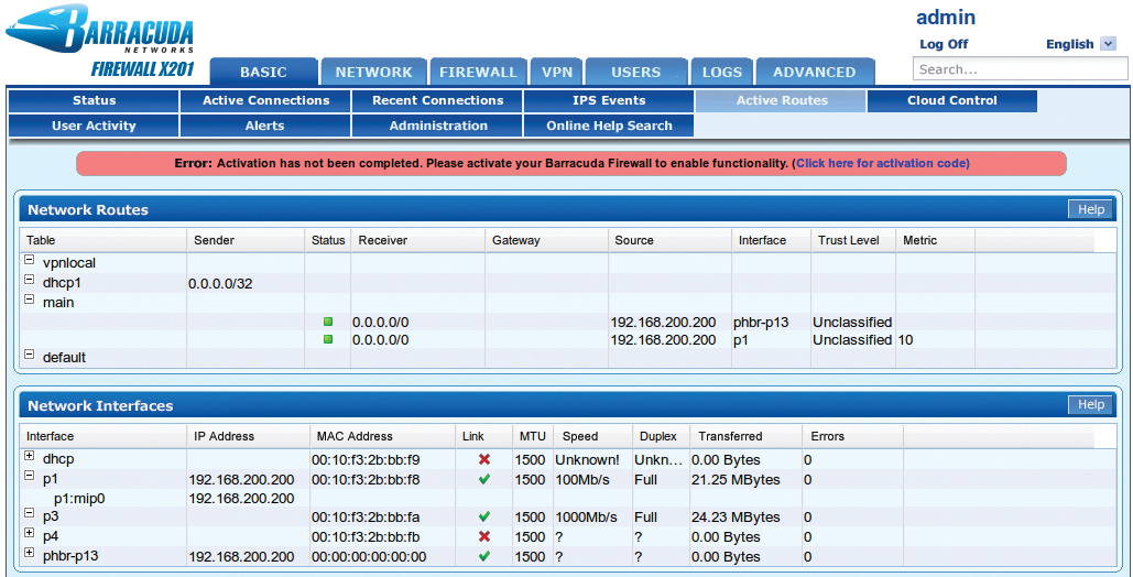 The Barracuda Firewall can be managed completely via a web interface. 