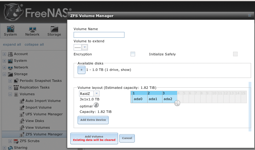 The FreeNAS ZFS Volume Manager. 