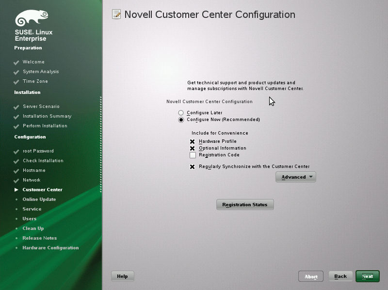 Unless you register with the Novell Customer Center, you receive no updates. 