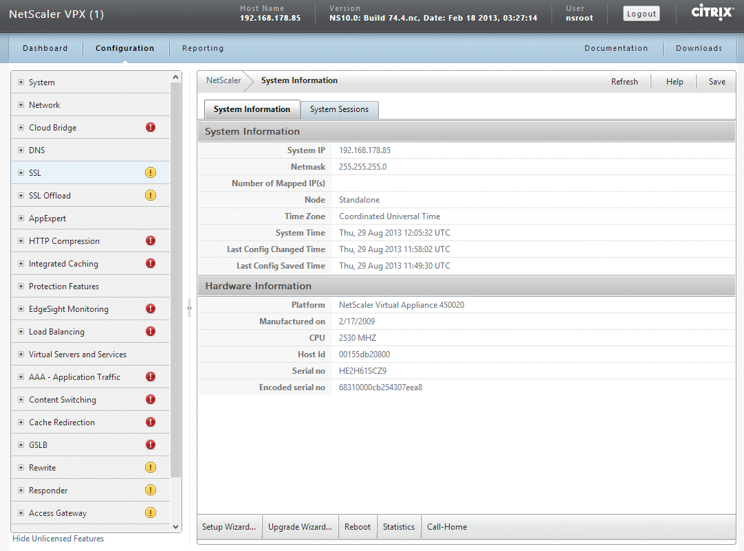 The NetScaler management interface is web based, where you configure all the required settings. 