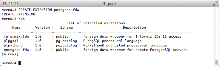 Adding a PostgreSQL FDW as a database extension. 