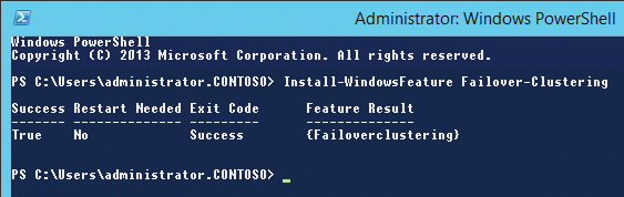 You can optionally install the cluster service on Windows Server 2012 R2 with PowerShell. 