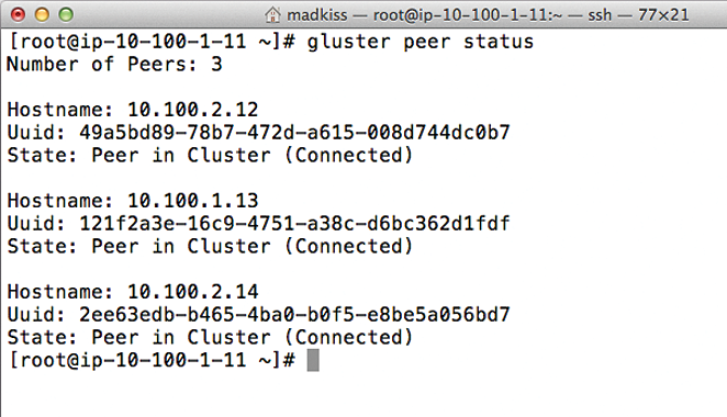 Internally, RHSS relies on Gluster software, and you can use many Gluster commands for storage management. 