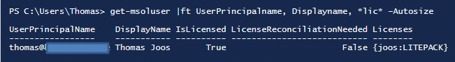In PowerShell, you can view the licenses used in your Office 365 subscription. 