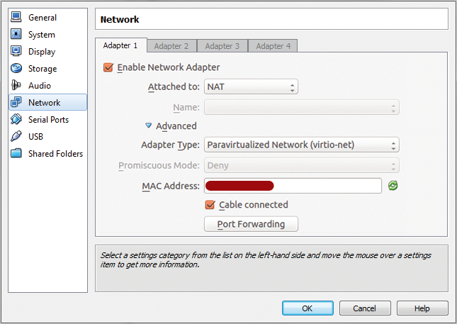 Thanks to the Paravirtualized Network option, virtio works in VirtualBox. 