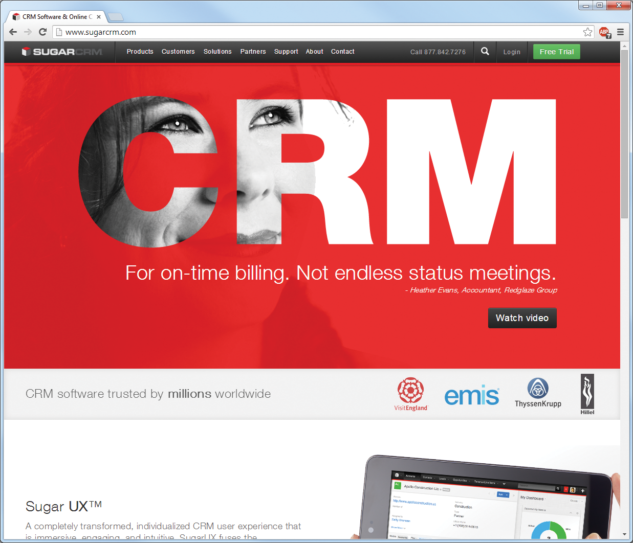 SugarCRM supports mobile users with an optimized app. 