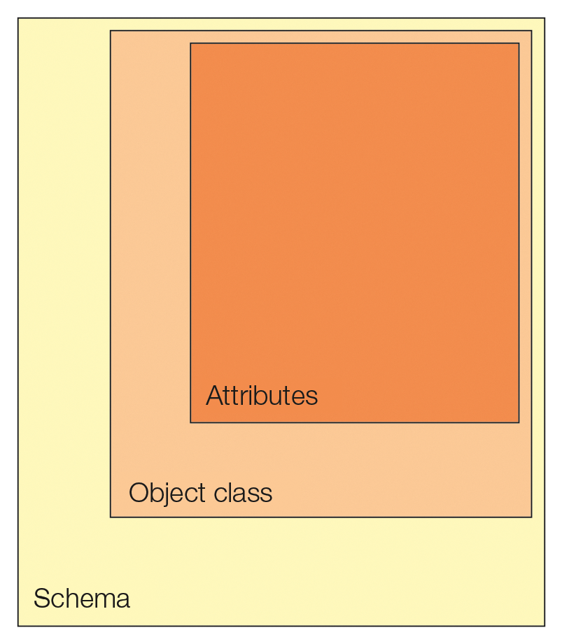 Structure of LDAP schemas and object classes. 