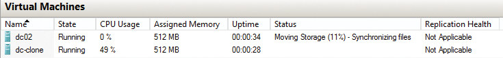 You can check the status when moving virtual disks in Hyper-V Manager. 