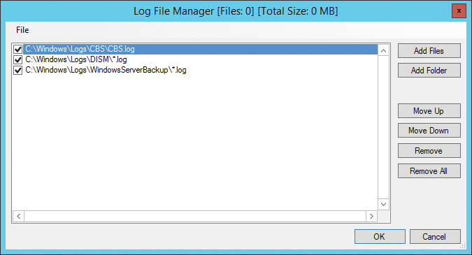 The Log File Manager manages the files to be evaluated. 