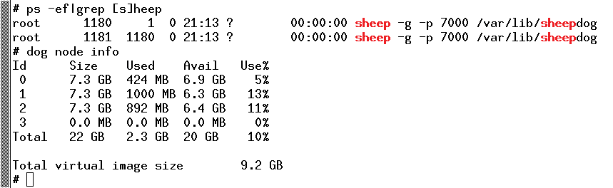 Sheep number 3 only acts as a gateway and thus does not contribute to the total storage space available in the Sheepdog cluster. 