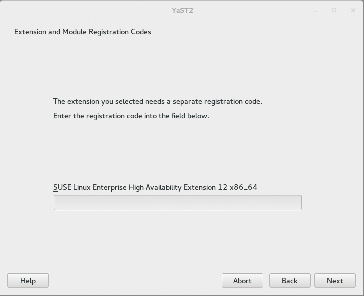 Entering the registration code lets you unlock features of the add-on modules in YaST. 