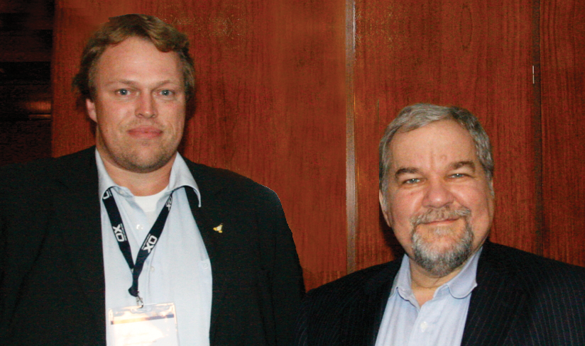 Phil Zimmermann – shown on the right at the Open-Xchange Summit 2013 in Hamburg with Linux-Magazin editor Markus Feilner – is part of the DIME team and the inventor of PGP. (CC BY-SA 4.0 [4]: Markus Feilner) 