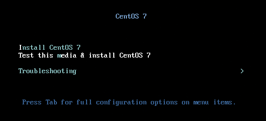 CentOS boot prompt. 