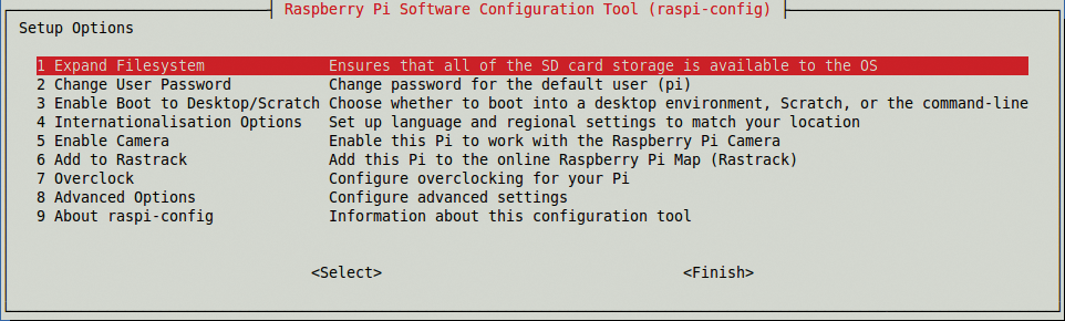 Raspi-config in all its glory! I do love me a nice ncurses interface. 