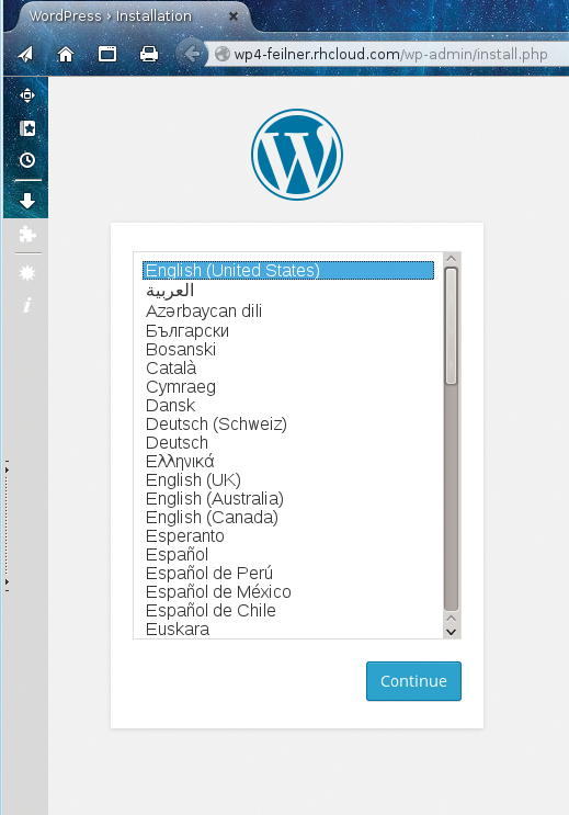 … and a quick check shows: Yes, the WordPress setup wizard is available at the URL promised. 