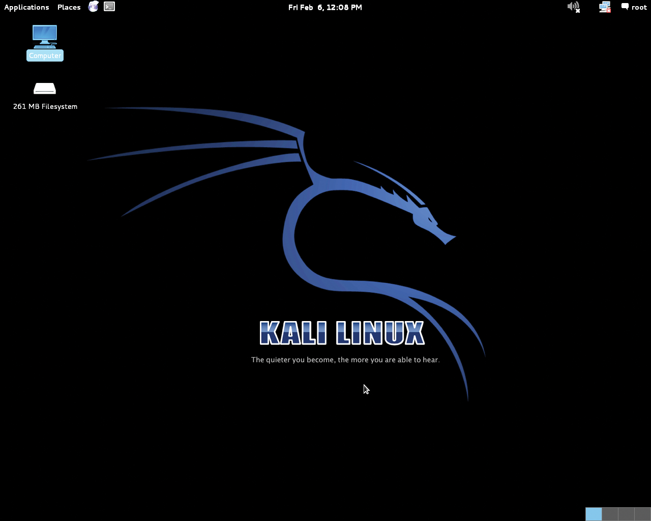 Kali Linux's inconspicuous Gnome desktop does not provide any clues about the system's hidden abilities. 