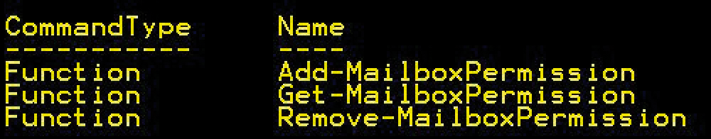 The three PowerShell commands for mailbox permissions are self-explanatory. 