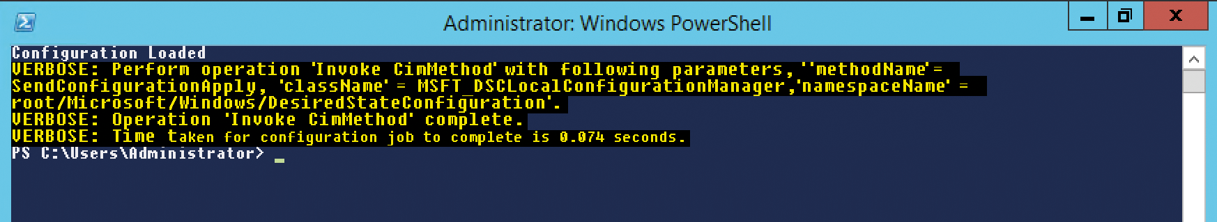 The PowerShell call executes without error. 