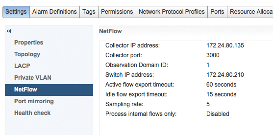 VMware's NetFlow settings on the distributed vSwitch. 