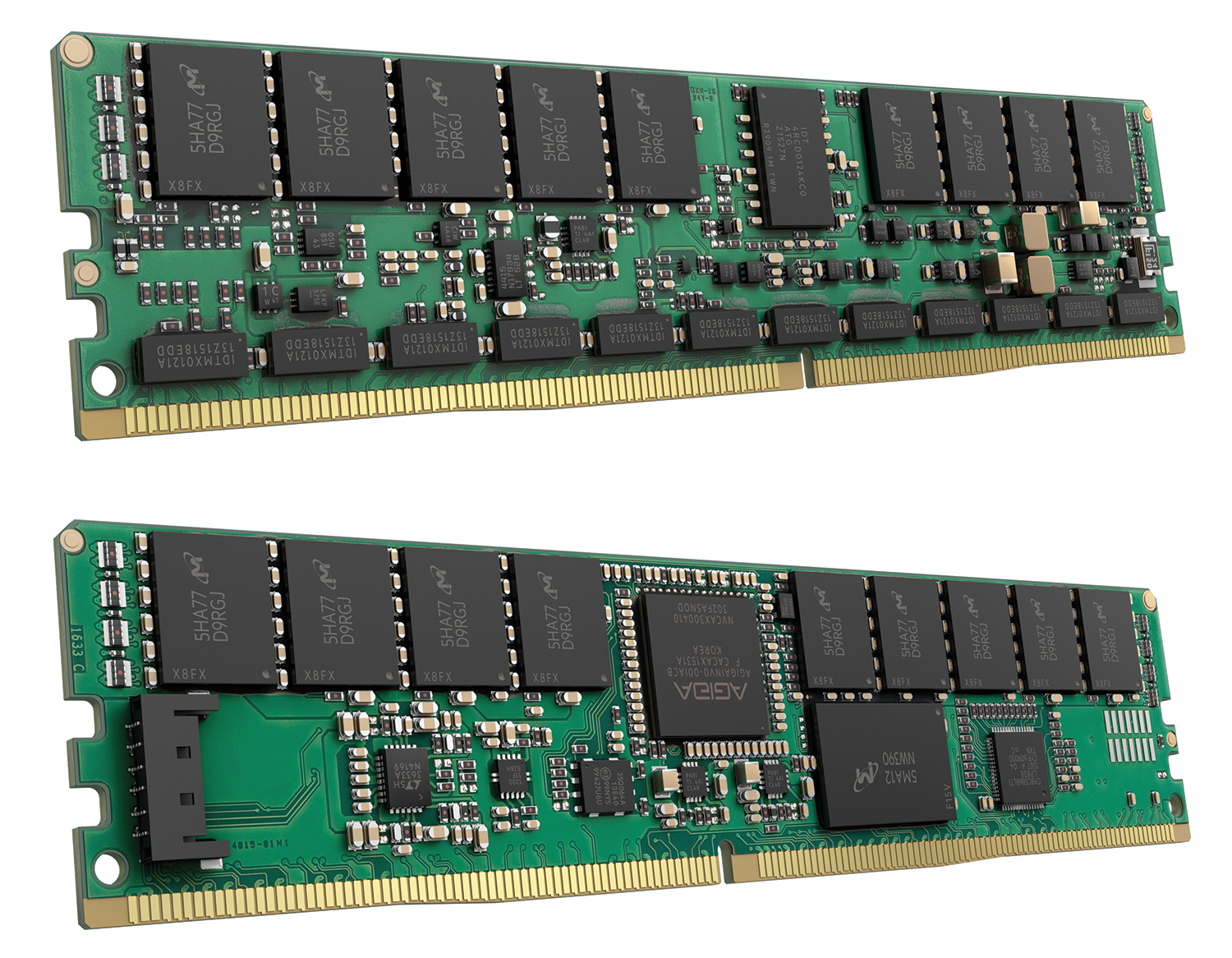 NVDIMMs (top, front; bottom, back) are still not commercially available, but HP samples are being tested in SUSE Labs. SLE and RHEL already partially support the memory type (© Hewlett-Packard). 