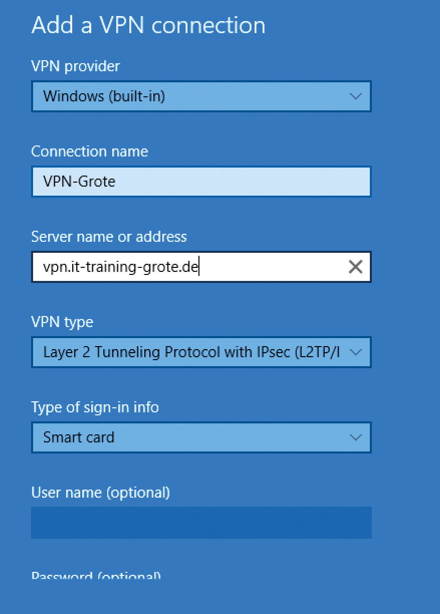 On Windows 10, VPN connections can be secured with a certificate on a smart card. 