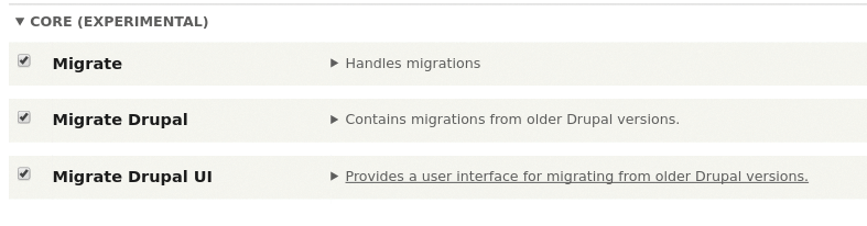 Core migration modules. 