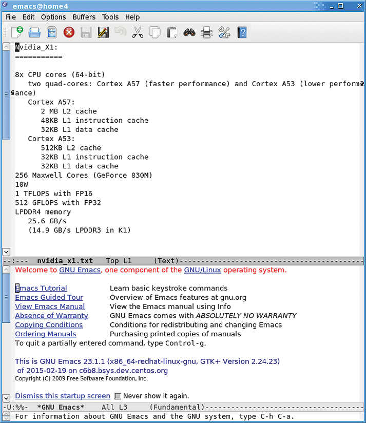 Emacs 23.1 on CentOS 6.8. 