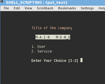 tput sample menu. 