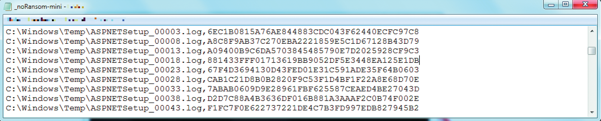 Bait files with checksums are found in the _noRansom-mini.txt file. 