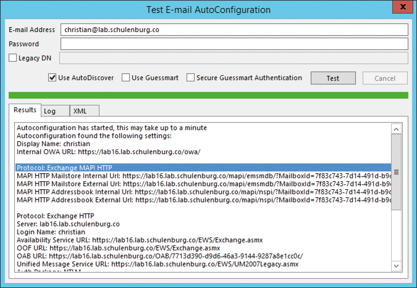 If Outlook asks for the MAPI over HTTP settings during AutoDiscover, the settings are fed back to the client. 